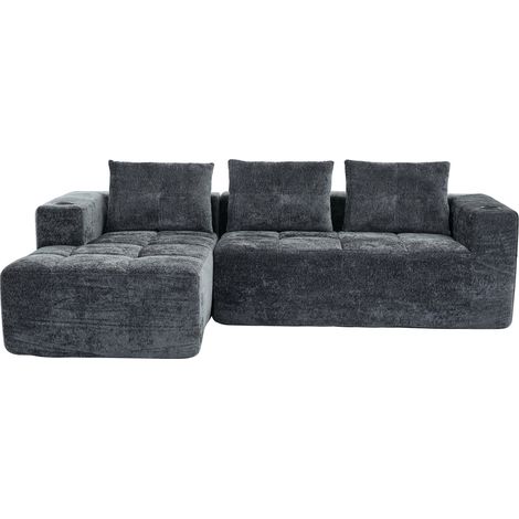 Canapé d'angle 258 cm avec trois coussins, design minimaliste pour petits salons (1/5)