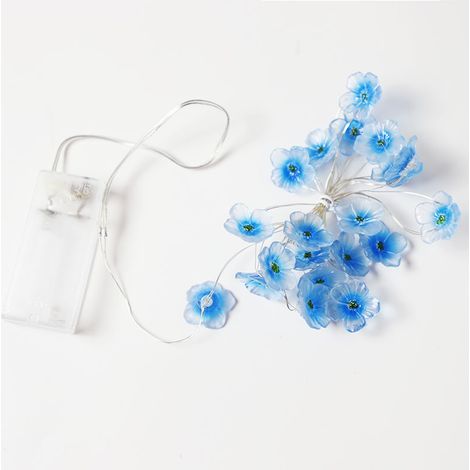 Guirlande Lumineuse One Piece Deux Mètres 20 LED Bleu Fleur de Cerisier, USB et Alimenté par Batterie pour Noël, Chambre de Filles, Chambre, Intérieur, Extérieur, Mariage, Saint Valentin