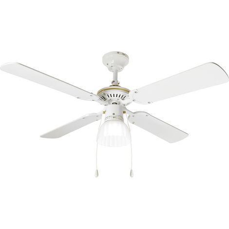 Ventilateur Plafond Perenz 7064B Blanc D.105 Cm, 4 Pales, 3 Vitesses, Moteur Ac 50W, E27, Silencieux Et Efficace (1/2)
