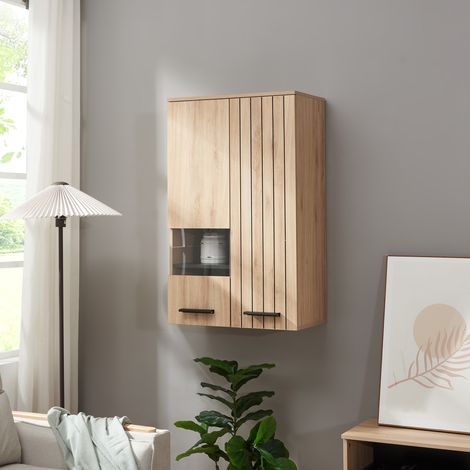 Armario de pared Noppen ventana y puerta 98x60x38cm - Roble [en.casa]