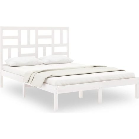 Maison Exclusive - Cadre de lit sans matelas blanc bois massif 150x200 cm