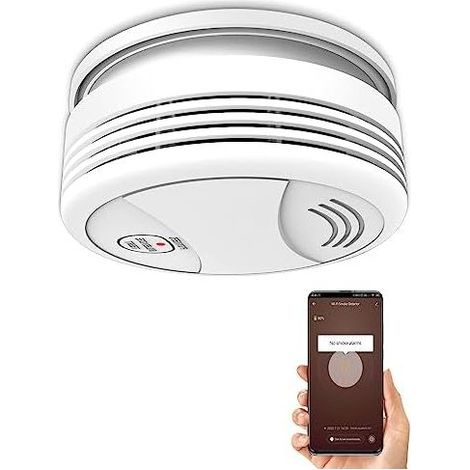 Intelligenter Rauchmelder, intelligenter Feueralarm für Zuhause, WLAN mit App-Benachrichtigung, kompatibel mit Google Home/Amazon Alexa, Rauchmeldenetzwerk (1/5)