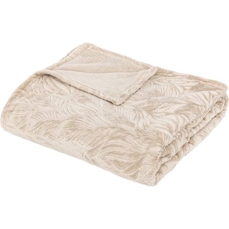 Manta de franela beige Roy 180x230cm - Atmosphera créateur d'intérieur