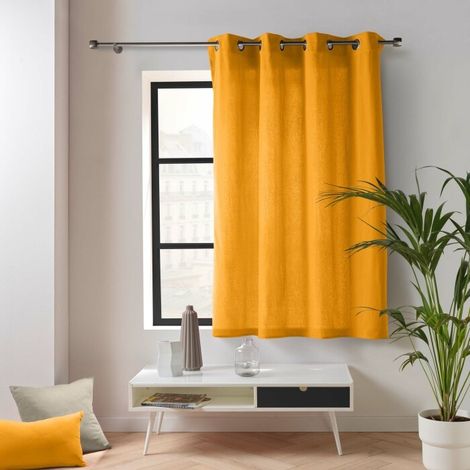 Rideau en poly-coton recyclé Jaune 135x180 cm