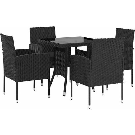 Maison Exclusive - 5-tlg. Garten-Essgruppe Poly Rattan Schwarz (1/5)