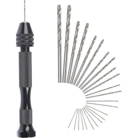 Perceuse électrique à main foret hélicoïdal + 25 micro forets hélicoïdaux sans fil étau à broche en aluminium outil rotatif foret hélicoïdal repassage réglable trou en plastique cuivre pour peintres
