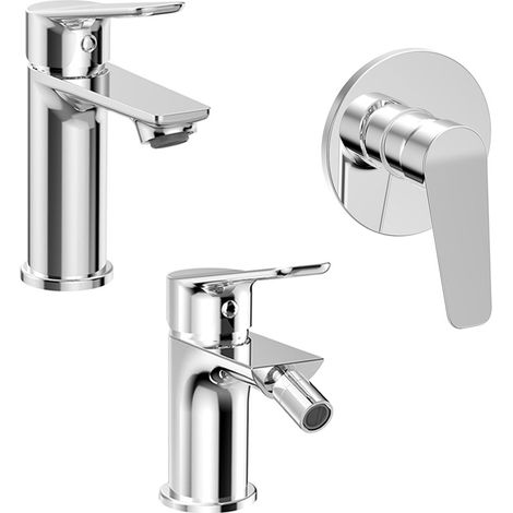 Set miscelatori lavabo, bidet e doccia in ottone cromato lucido Aurora (1/4)
