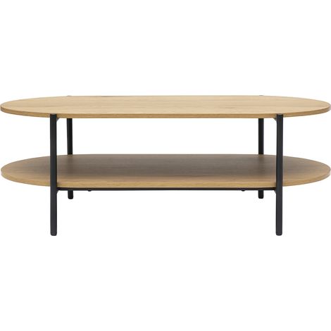 Ovaler Couchtisch in heller Eichenholz-Finish und Metall L115 cm BRUNA