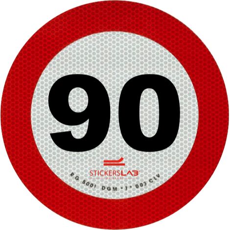 Contrassegno disco limite velocità adesivo retroiriflettente 3M omologati in classe 2 Modello - 90 km/h