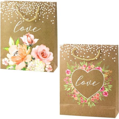 Sacchetto regalo 32x26x10cm Love Flowers glitter MIX