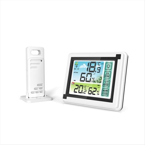 Station météo tactile avec capteur sans fil, réveil, thermomètre