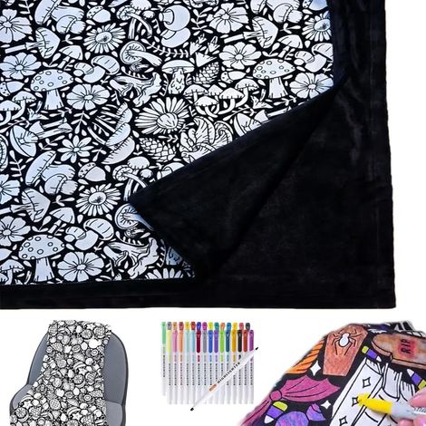Colorez votre propre couverture, 2026, nouvelle couverture de peinture à faire soi-même, projet d'art créatif personnalisé, décoration d'intérieur confortable, idéale (champignon) (1/5)