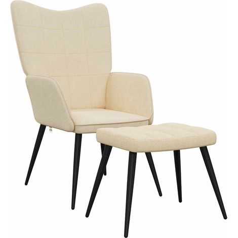 Maison Exclusive - Relaxsessel mit Hocker Creme Stoff