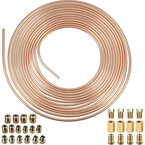 Kit de tuyau de frein de voiture de 10 m, ensemble de tubes revêtus de cuivre de 1,9 cm avec 16 raccords et 12 pièces en laiton de 1,9 cm (1/5)