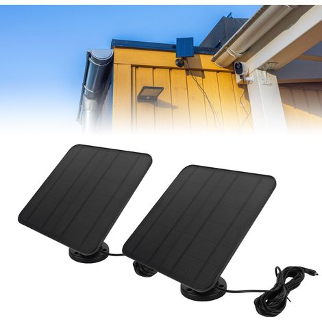 Lot de 2 chargeurs solaires 12 W pour caméra Ring, avec interfaces micro USB, USB-C et CC. Compatibles avec les caméras de sécurité Ring, Spotlight Cam Plus/Pro Stick Up Cam/Pro Wireless Outdoor. Étan (1/5)
