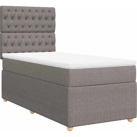 Maison Exclusive - Sommier à lattes de lit avec matelas Taupe 90x190 cm Tissu (1/5)