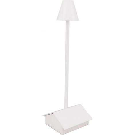 Lampe de table sans fil à piles, forme de bâtiment, intensité variable, commande tactile, batterie 5200 mAh, étanche IP54, lampe de bureau LED, blanche (1/5)