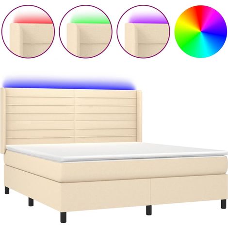 Maison Exclusive - Boxspringbett mit Matratze & LED Creme 180x200
