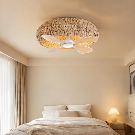Ventilateur de plafond avec lumière en rotin et ABS 50 cm 6 (1/5)
