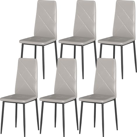 6er-Set Hochstühle aus Kunstleder und Stahl, 41 x 50 x 97 cm, Grau