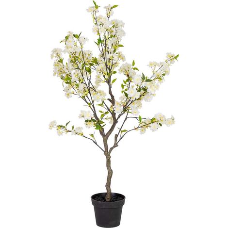 Planta cerezo artificial decorativo blanco 74x69x132