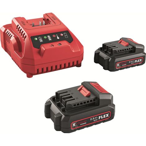 Flex Akku-Starter Set Power Set 12-22 Q, 2 Akkus 12 V 2,5Ah AP 12.0/2.5 + Ladegerät
