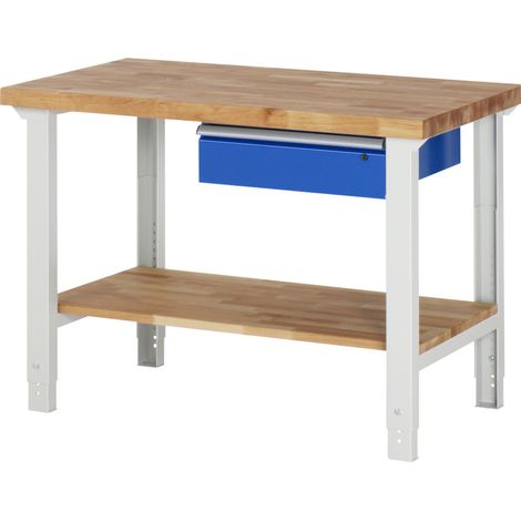 Rau Werkbank höhenverstellbar 7001A7, B1250xT700xH790-1140mm, 1x Schublade-TA (1/5)