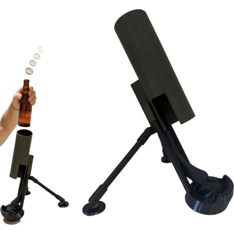 Décapsuleur Automatique en Forme de Mortier, Ouvre-Bouteille Bière Tactique avec Lanceur de Bouchon, Modèles 42cm et 30cm, pour Bar Maison Fête, Plusieurs Styles Disponibles (Noir (25cm))
