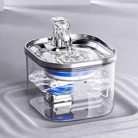 Katzentrinkbrunnen, 2 l, automatischer Katzenwasserspender aus Edelstahl, ultra-leiser Trinkwasserbrunnen für Haustiere, Hundebrunnen, Wassernapf für Katzen oder Haustiere FLITI (1/4)