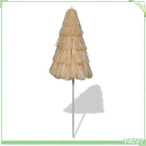 Parasol de plage inclinable - FAFEICY - Style Hawaï - Diam. 160 cm - Arc 180 cm - Cadre acier (1/5)