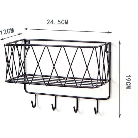 Panier Mural En Fil Métallique - 25 x 15 x 8 cm - Pour Salle De Bain Cuisine Bureau - Lot De 1 (1/5)