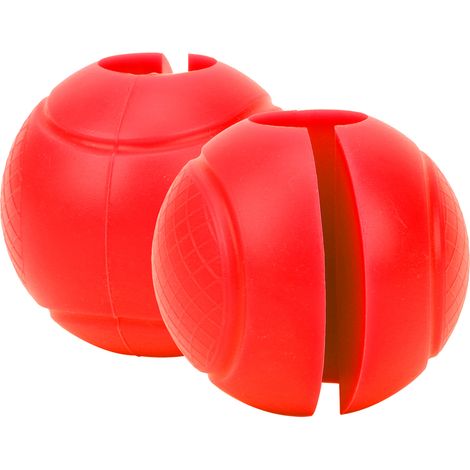 2 pièces Poignées en Silicone pour Haltères, Adaptateur Boules Épaisse, Grip Main Balle Rouge pour Barre Ronde (1/5)