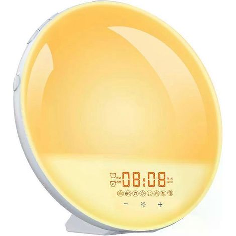 HONORNIC - Veilleuse connectée Wi-Fi, lampe de réveil numérique, réveil pour les jours de travail, contrôle par application Sunrise/Smart Life, Niditon (1/5)