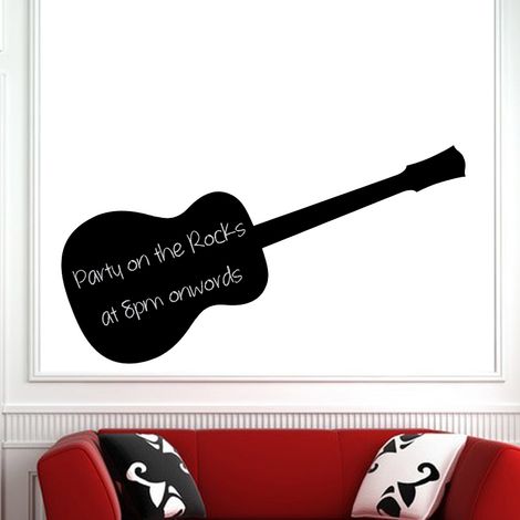 Sticker ardoise tableau noir - stickers muraux adhésif effaçable - GUITARE ACOUSTIQUE - 40x110cm (1/4)