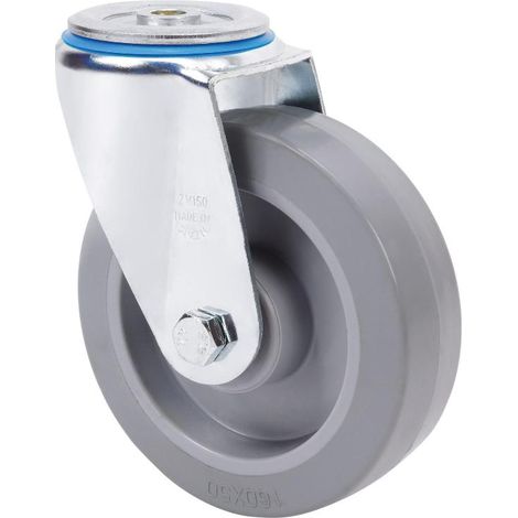 rueda giratora agujero m12 20zv160-pgr goma elastica gris eje rodillos (1/2)