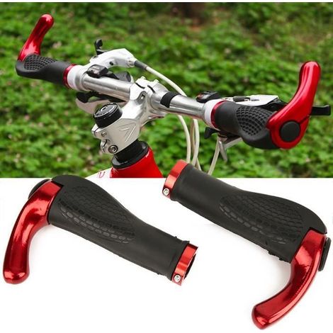 Kit de poignée de guidon de vélo - HILILAND - Rouge - VTT - Alliage d'aluminium + caoutchouc