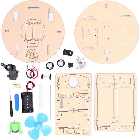 Kit de construction scientifique éducatif pour enfants : robot aspirateur en forme d'abeille (matériau : hêtre) (1/5)