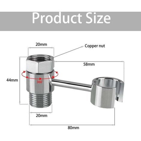 360° Support de Douche Sans Perçage - Pommeau Douchette Réglable, Raccordement 20mm éCrou Porte Universel Attache Pomme de Douche, Chromé pour Salle de Bain, Installation Facile (1/3)