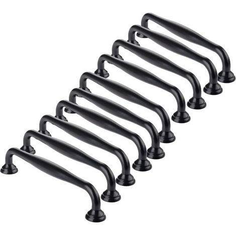 10 Stück schwarzer Schrankgriff - schwarze Küchenschrankgriffe, Türgriffe, Schubladen, Schlafzimmer, Achsabstand 96 mm, Griffe für Kleiderschränke