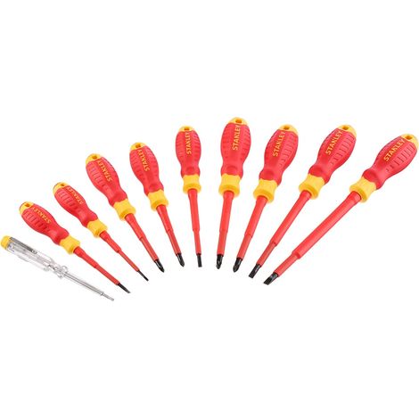 Juego de destornilladores planos, Stanley, STHT60032-0, Reparación y mantenimiento doméstico, Mango ergonómico, Puntas resistentes y precisión duradera