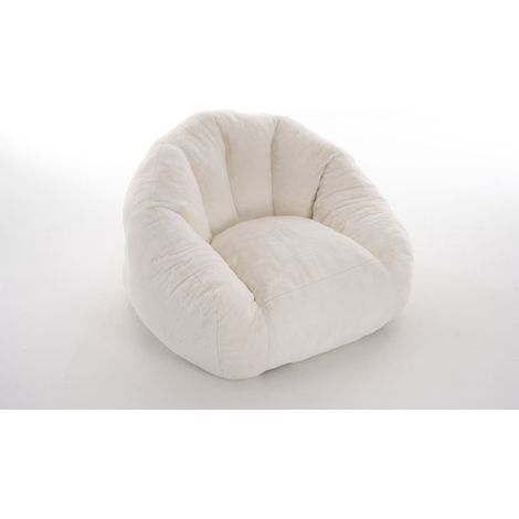 CHICFURN Sillón puf para adulto 111x123x75 cm poliéster blanco crema, sin montaje (1/5)