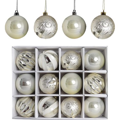 Boule De Noel - 12 Pièces - Diamètre 6 cm - En Plastique Écologique Et Incassable - Pour Arbre De Noël, Guirlande, Fenêtre Et Table (1/5)