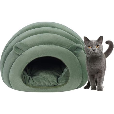 Lit pour chat Igloo, lit pour chat, sac de couchage pour chat, petit lit pour chien, jolie maison pour chat, maison chauffante d'intérieur pour animaux de compagnie, confortable (1/3)