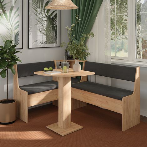 Gruppo panca ad angolo Roman, Rovere dorato/Antracite, 60 x 60 cm, Vicco (1/5)