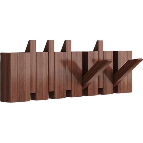Perchero de pared tipo piano, un perchero de madera con un diseño elegante, ideal para abrigos o paraguas. (1/5)