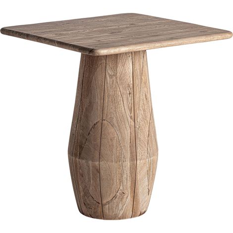 Table d appoint jacquard en bois de manguier - marron clair (1/5)