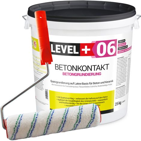 LEVEL+ Betonkontakt Putzgrund 25Kg Holz OSB + Farbroller L+06