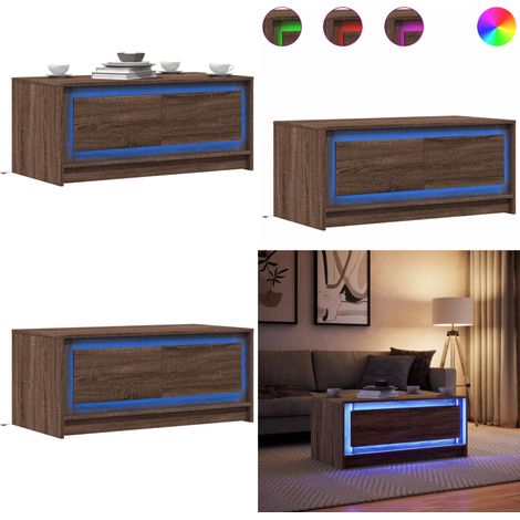 vidaXL LED-Couchtisch Braun Eichen-Optik Holzwerkstoff (1/5)