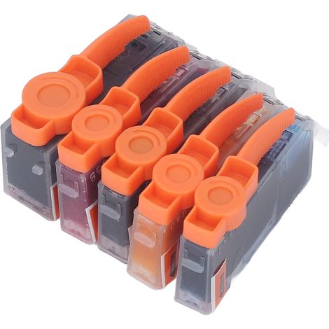 Cartouches d'encre 125-126 pour imprimantes Canon PIXMA IP4810/IP4910/IX6510/MG5210/MG5310/MG6110/MG6210, pack de 5 couleurs (BK/BK/C/M/Y), compatibles Amérique centrale et du Sud, avec remplissage d' (1/5)