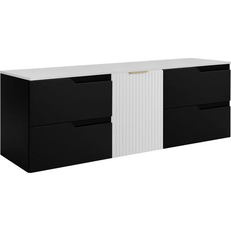 Waschtischunterschrank - 160 cm - Schwarz und Weiß - Modernes Design - Optimale Funktionalität (1/5)
